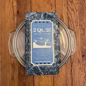 Vintage Anchor Hocking 2qt 9in Glass Casserole Dish With Cover Original Package